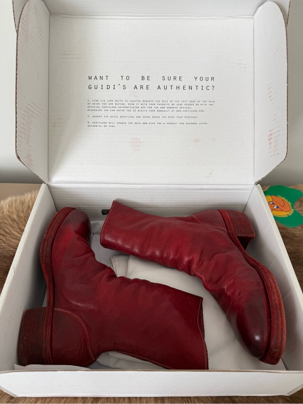 Authentic Pre-owned Guidi 788 Red Leather Ankle Booties